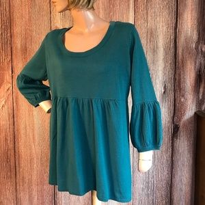 Metro 7 Peplum Sweater Top XL Teal